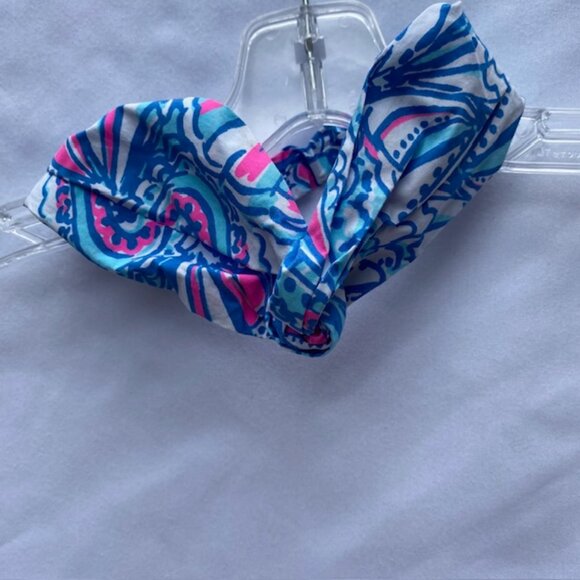 Lily Pulitzer elastic headband pink blue white ex cond - Picture 2 of 3